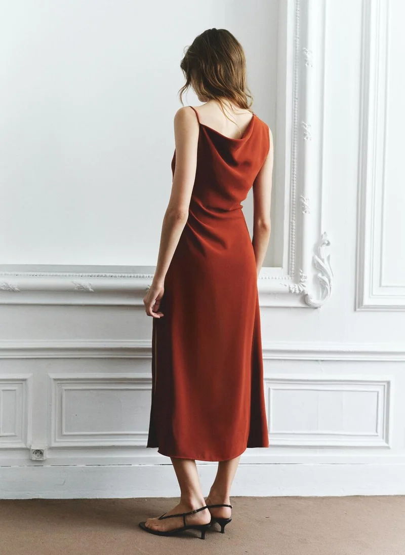 مانجو Side Ruched Asymmetric Dress