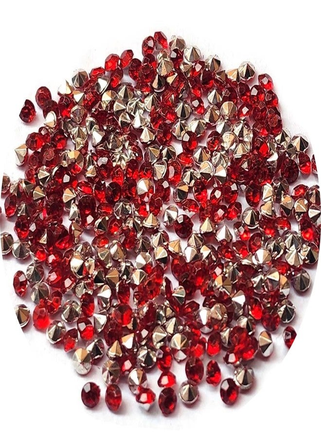 Dhruv Crafts Rhinestone Chatons Stones for Crafts, Jewellery Making & Embroidery | Fine Quality Silver Rivoli Rhinestones Beads | Glitter Mini Jewels for Nail Art, DIY Craft, Jewelry & Decoration |3.8MM-4MM| |500 Pcs| |Red| - Image 1