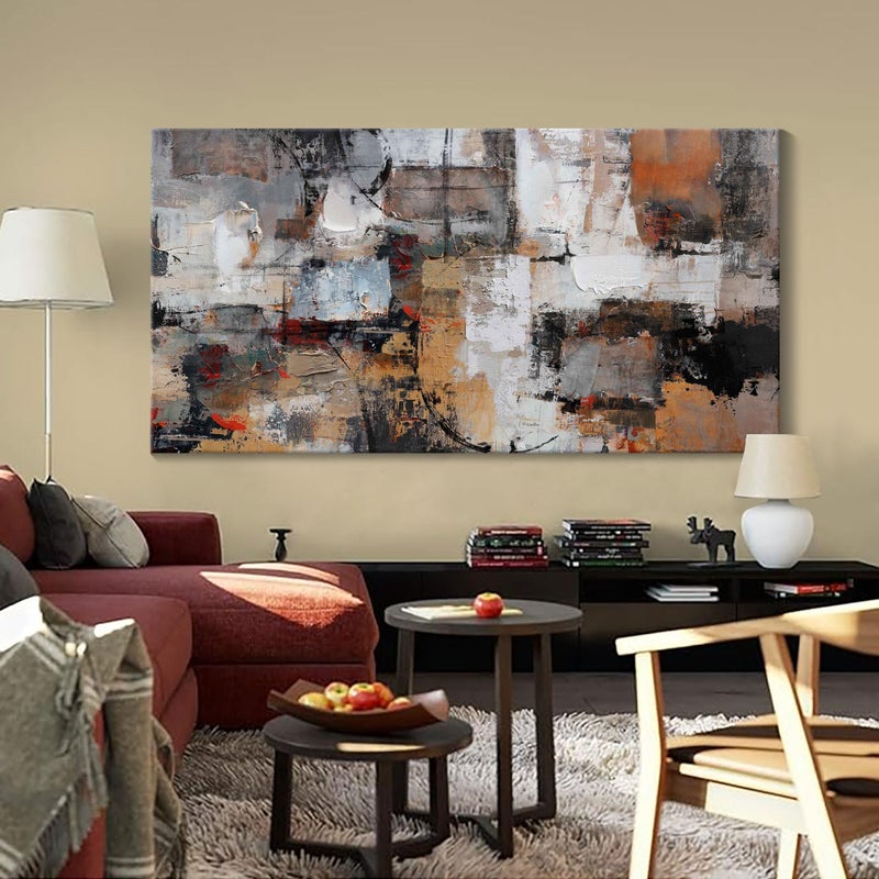 Pogusmavi Abstract Canvas Wall Art, Modern Minimalist Painting, Brown Room Decor, Framed Wall Art for Living Room, Bedroom, Office, 20x40IN - Image 1