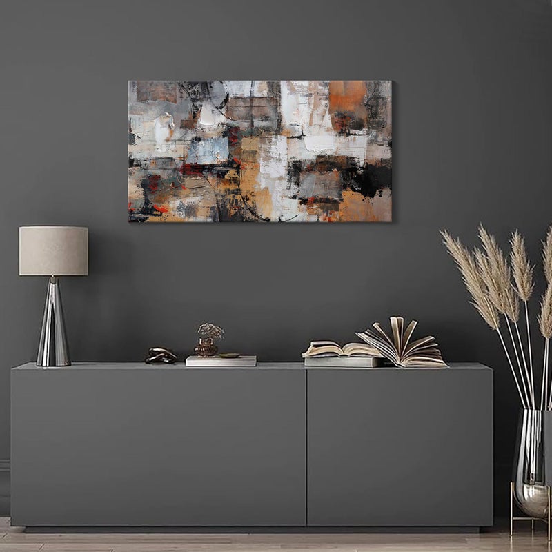 Pogusmavi Abstract Canvas Wall Art, Modern Minimalist Painting, Brown Room Decor, Framed Wall Art for Living Room, Bedroom, Office, 20x40IN - Image 3