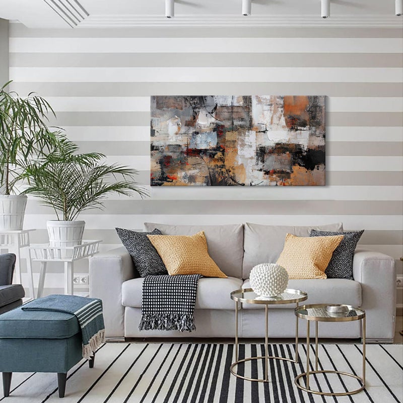 Pogusmavi Abstract Canvas Wall Art, Modern Minimalist Painting, Brown Room Decor, Framed Wall Art for Living Room, Bedroom, Office, 20x40IN - Image 5