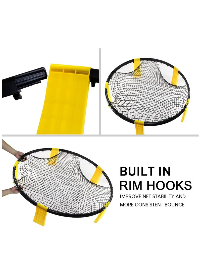 Portable Spikeball Game Set Beach Volleyball Outdoor Round Net, 3 Balls with Carrying Bag