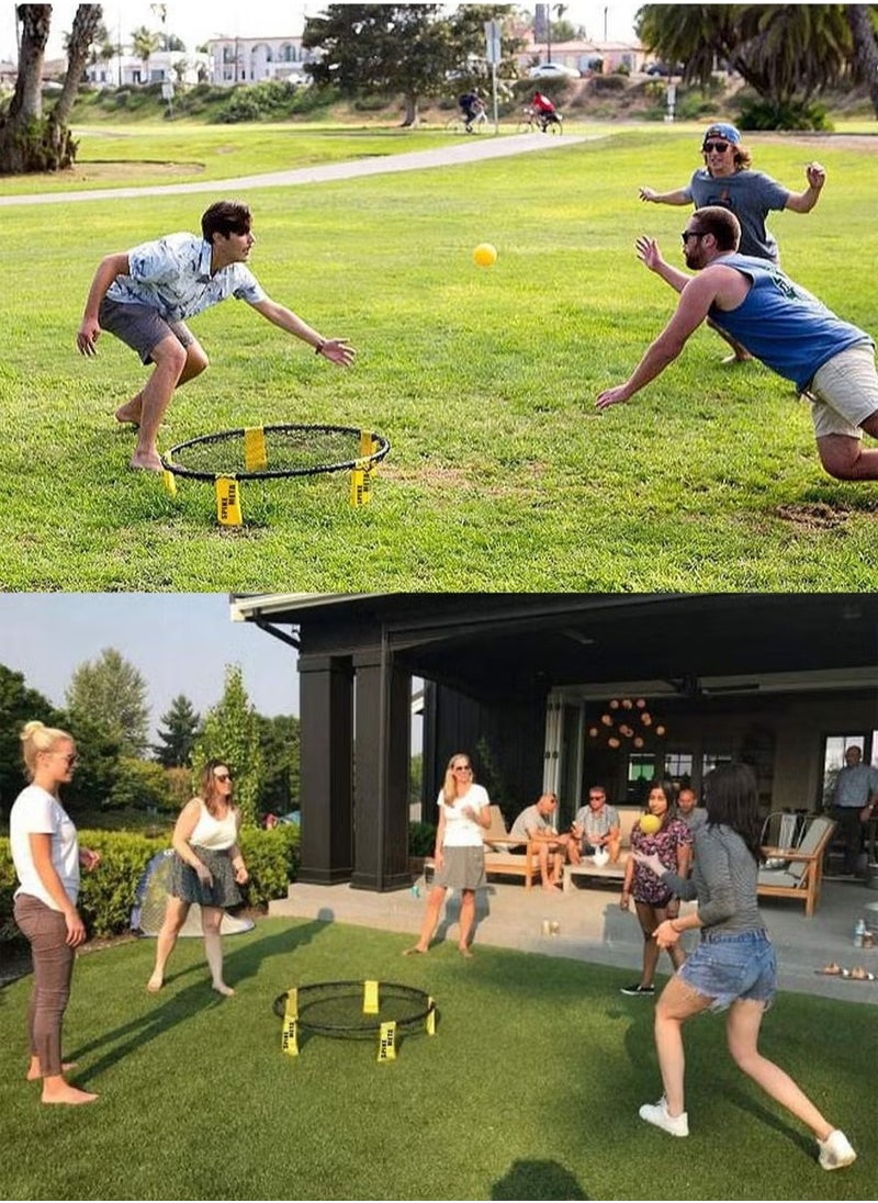 Portable Spikeball Game Set Beach Volleyball Outdoor Round Net, 3 Balls with Carrying Bag