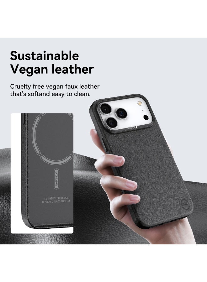 RAPTIC Urban Nano for iPhone 17 Pro MAX case MagSafe compatible [Covered Camera Control Button] Ultra Lightweight Vegan Polymeric Leather Cover [Mil Grade 2M] Scratch Resistant - Black - Image 3