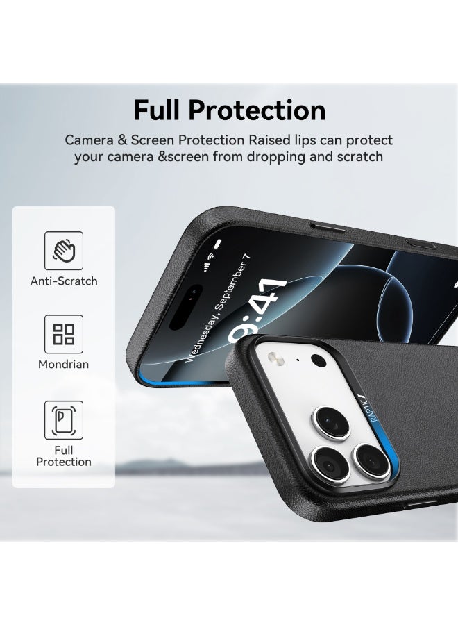RAPTIC Urban Nano for iPhone 17 Pro MAX case MagSafe compatible [Covered Camera Control Button] Ultra Lightweight Vegan Polymeric Leather Cover [Mil Grade 2M] Scratch Resistant - Black - Image 2