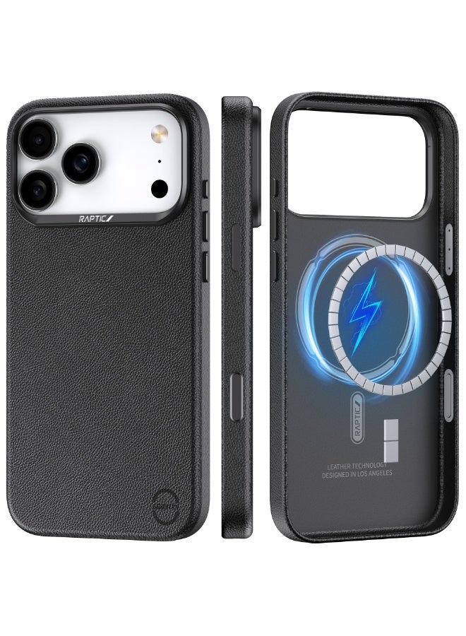 RAPTIC Urban Nano for iPhone 17 Pro MAX case MagSafe compatible [Covered Camera Control Button] Ultra Lightweight Vegan Polymeric Leather Cover [Mil Grade 2M] Scratch Resistant - Black - Image 1