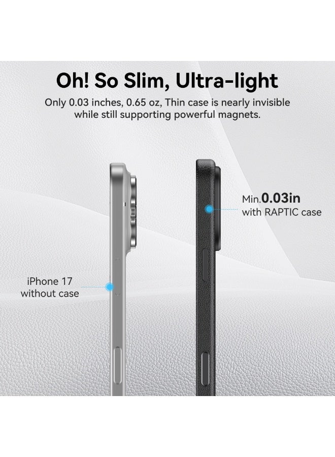 RAPTIC Urban Nano for iPhone 17 Pro MAX case MagSafe compatible [Covered Camera Control Button] Ultra Lightweight Vegan Polymeric Leather Cover [Mil Grade 2M] Scratch Resistant - Black - Image 4