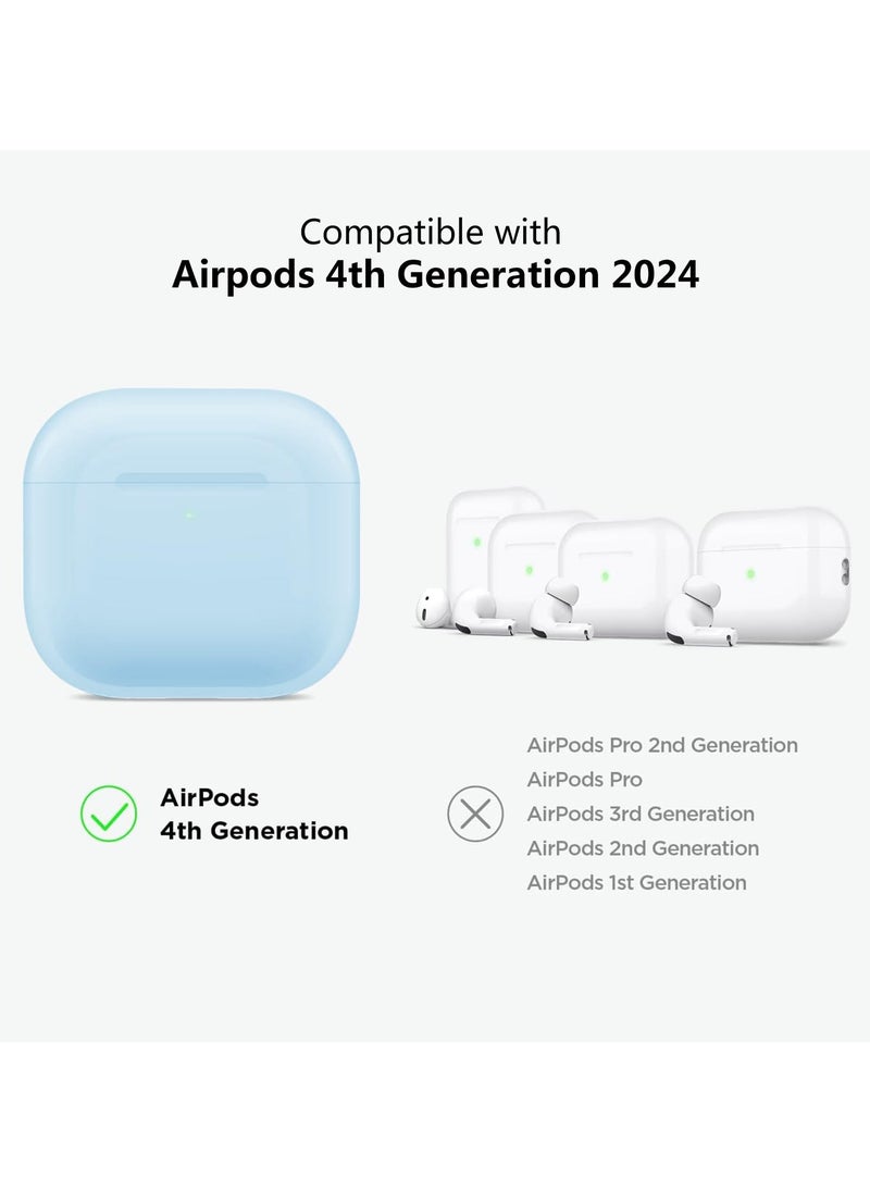 Soft TPU Case Cover for AirPods 4th Generation 2024 Highly Transparent Anti-Yellowing Compatible with AirPods 4 Case with Round Buckle (Clear Blue)