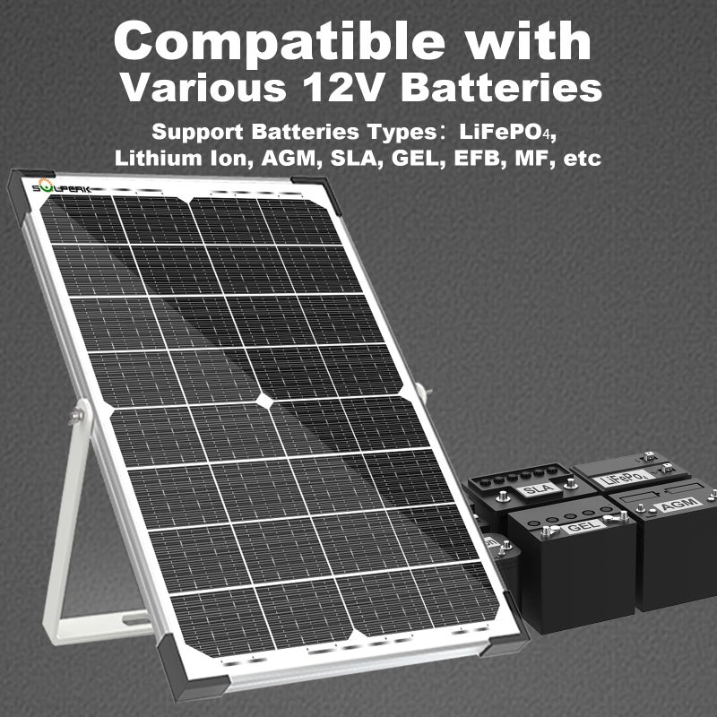 SOLPERK 30W Solar Battery Charger Solar Battery Maintainer + Upgrade 10A MPPT Charge Controller + Adjustable Mount Bracket for Car RV Boat Motorcycleï¼Œ12V Waterproof Solar Panel Kit Trickle Charging - Image 3