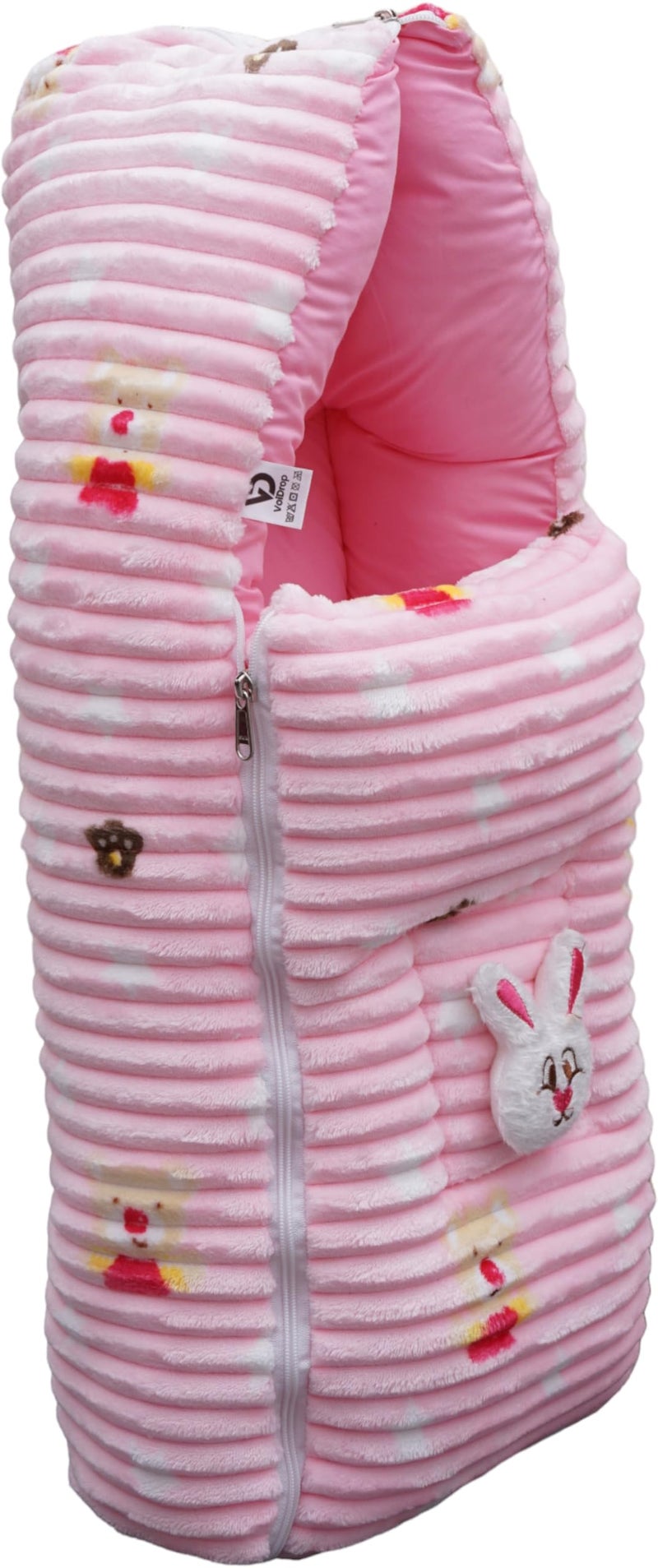 VOIDROP Velvet Baby Sleeping Bag 3 in 1 for New Born Babies Baby Fur Material Portable Travelling Bed for Infants Premium QULAITY Baby Breastfeeding Bed Flamingo Pink - Image 3