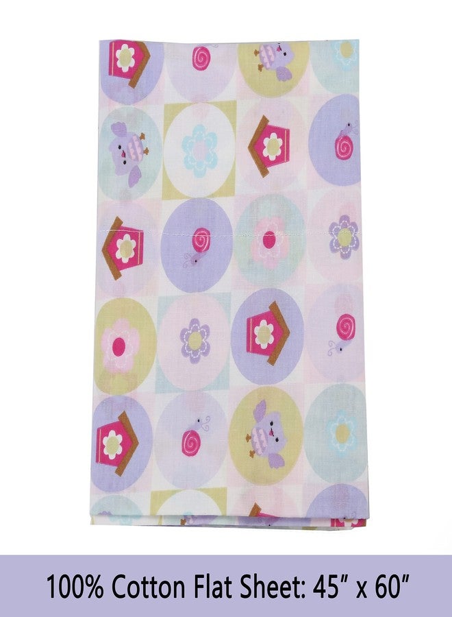 Danica 3-Piece 100% Cotton Toddler Sheet Set for Boys & Girls, Includes Top Sheet, Fitted Sheet, Standard Pillow Case (Lavender Owl & Pink Flower) - Image 4
