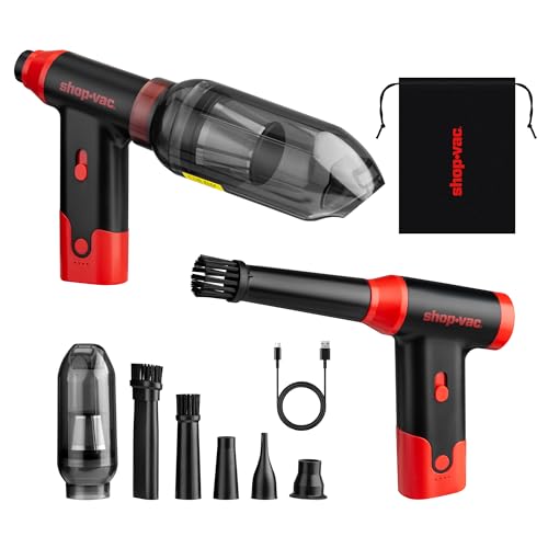 ShopVac 2in1 Electric Air Duster Vacuum 110000 RPM Cordless Air Blower with Brushless Motor Variable Speed and Rechargeable 6 Nozzles for Computer Keyboard House Outdoor and Car - Image 1