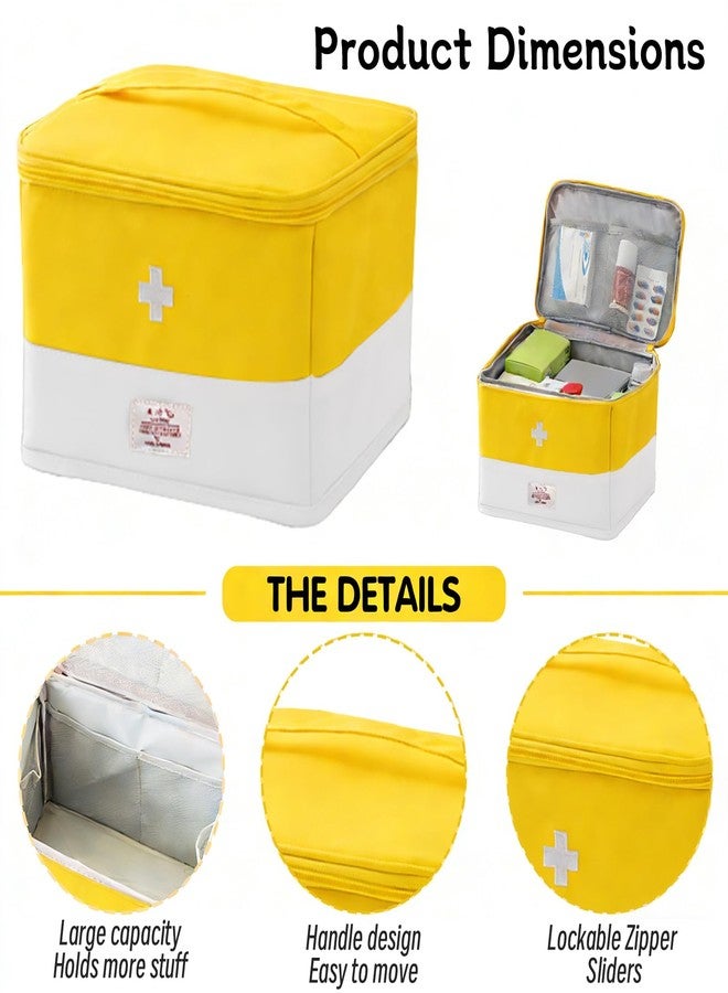 XPAPOV Medicine Organizer for Traveling, Medical Bag Empty, for Home, Travel, Camping, Car, Hiking & Outdoor Emergencies, Emergency Medical Kits (Yellow) - Image 3
