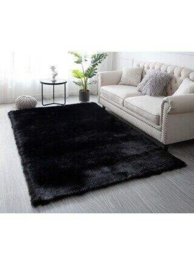 Luxurious Faux Fur Rug: A Touch of Elegance and Comfort for Your Home - 100cm x 150cm - Black