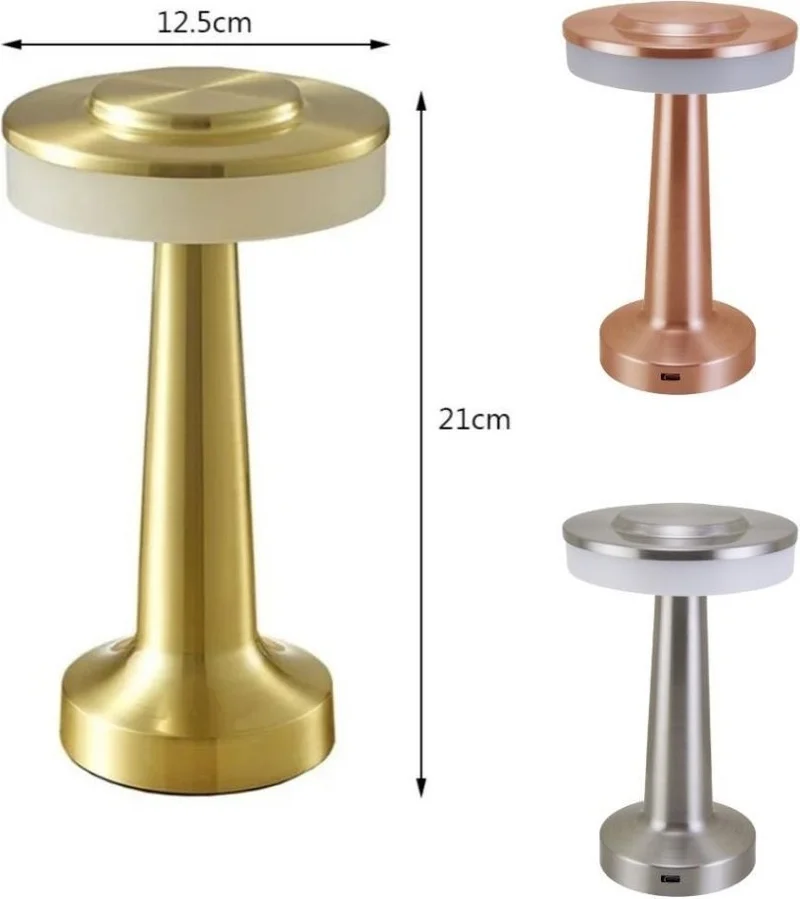 مينيهوم Decorative Rechargeable Retro Table Lamp with Dimmer Rose Gold