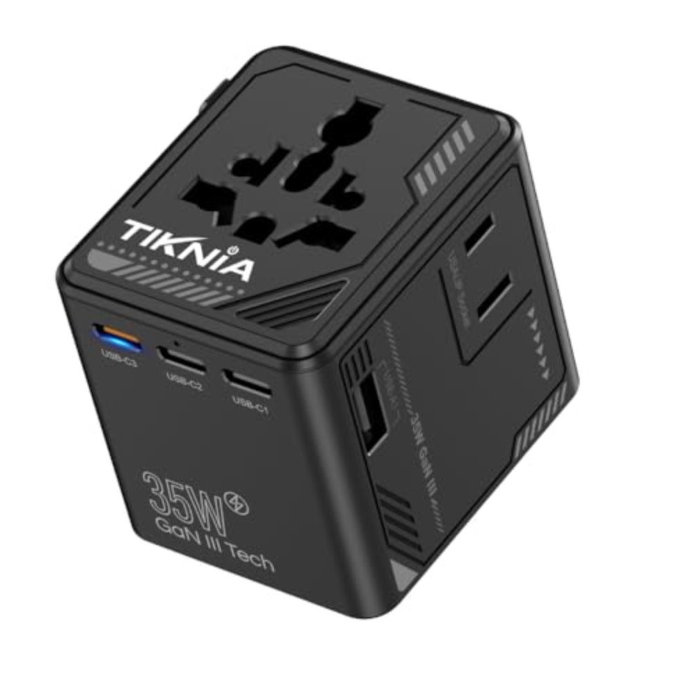 Universal Travel Adapter PD Fast Charging International Power Plug With USB-A 3 USB-C Ports Dual AC Wall Charger For USA EU UK AUS