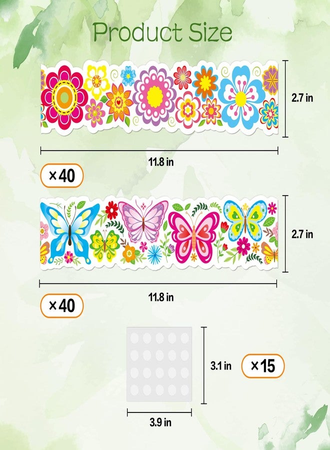 Omlisca Spring Bulletin Board 78.7ft Die-Cut Flowers Butterfly Bulletin Border Flower Cutouts Floral Border Trim Classroom Decorations Wall Decals for School Office Home Holiday Party Supplies - Image 4