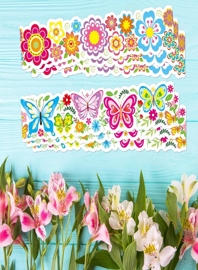 Omlisca Spring Bulletin Board 78.7ft Die-Cut Flowers Butterfly Bulletin Border Flower Cutouts Floral Border Trim Classroom Decorations Wall Decals for School Office Home Holiday Party Supplies - Image 2