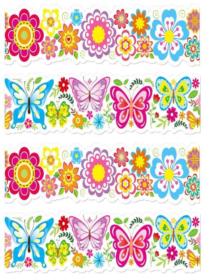 Omlisca Spring Bulletin Board 78.7ft Die-Cut Flowers Butterfly Bulletin Border Flower Cutouts Floral Border Trim Classroom Decorations Wall Decals for School Office Home Holiday Party Supplies - Image 1