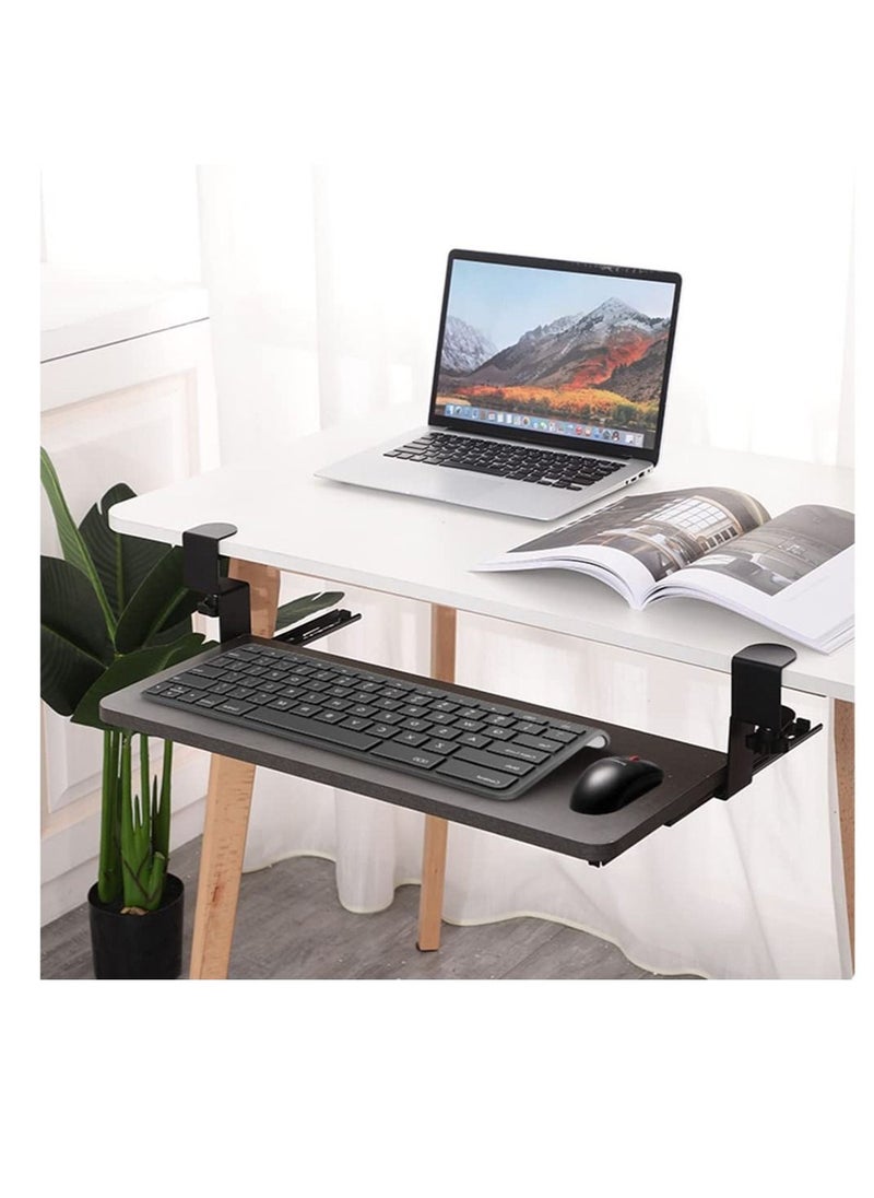 Excefore - Keyboard Clamp Rail Under Desk Set, Keyboard Trays Clamp Rail, Pull Out Keyboard & Mouse Tray with C Clamp (Board not Included), Under Desk Pull Out Slider Track, for Home or Office - Image 1