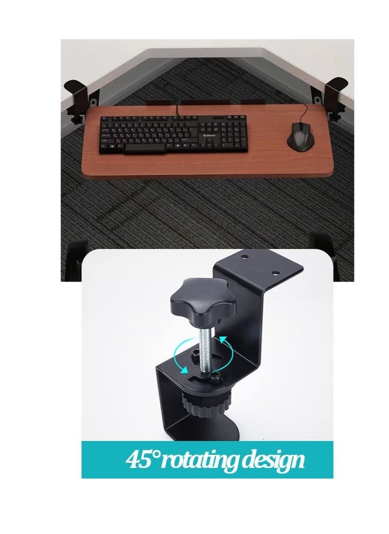 Excefore - Keyboard Clamp Rail Under Desk Set, Keyboard Trays Clamp Rail, Pull Out Keyboard & Mouse Tray with C Clamp (Board not Included), Under Desk Pull Out Slider Track, for Home or Office - Image 1