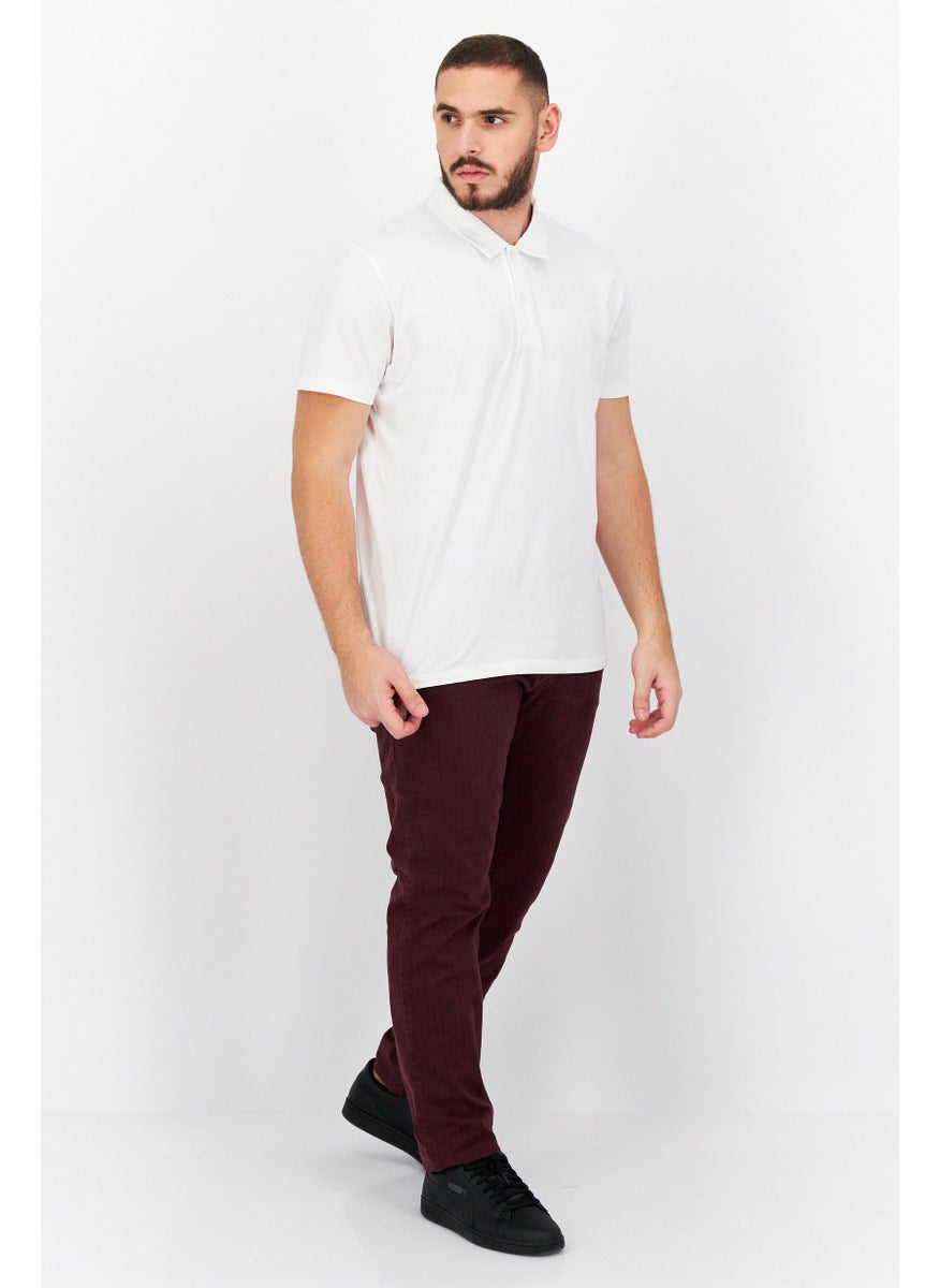 TRUSSARDI JEANS Men Regular Fit Microgrid Print Chino Pants, Maroon  - Image 2