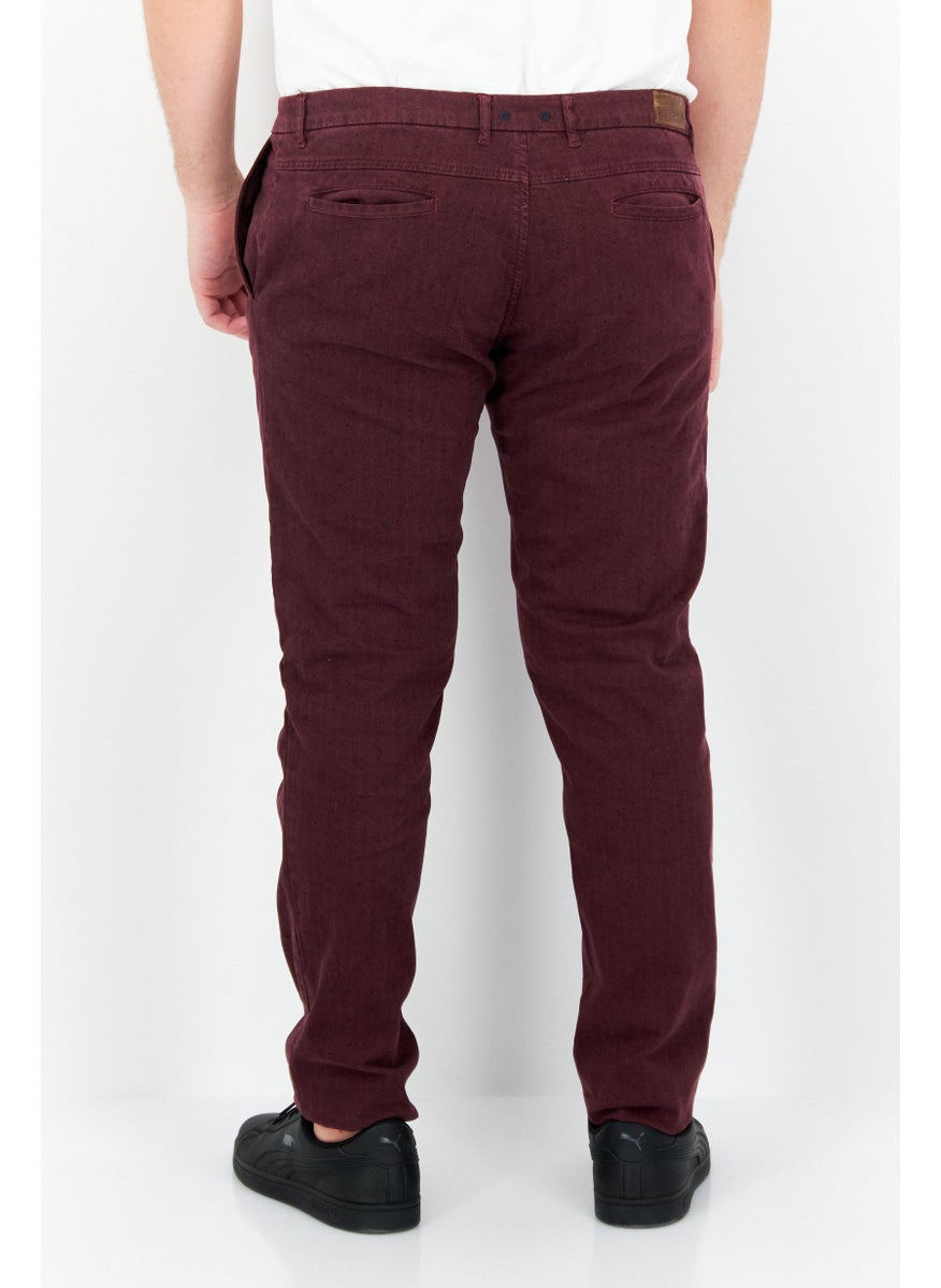 TRUSSARDI JEANS Men Regular Fit Microgrid Print Chino Pants, Maroon  - Image 4