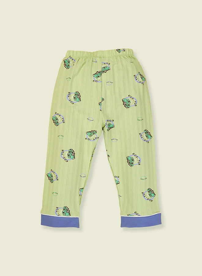 LITTLE SURPRISE BOX Little Surprise Box,Green vintage Cars print soft Cotton Kids Nightsuit-1-2 Y