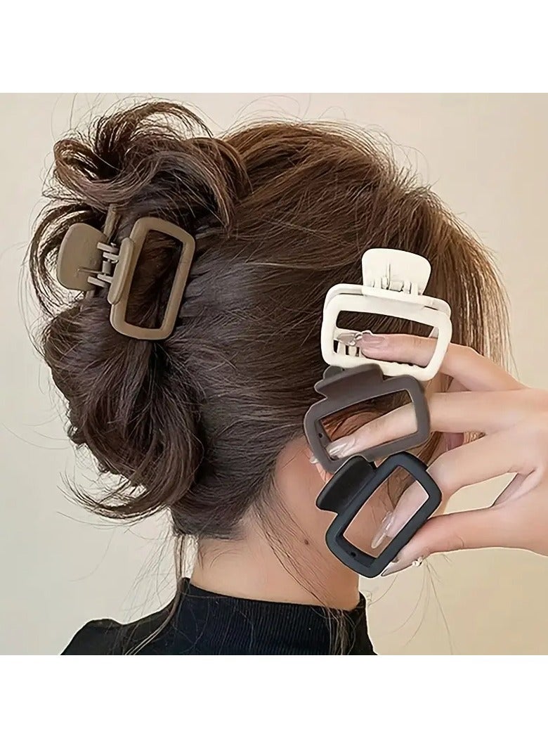Goolsky 4pcs Set Elegant Matte Square Hair Claw Clips - Versatile & Stylish Shark Clip for Women and Girls, Solid Color - Image 1