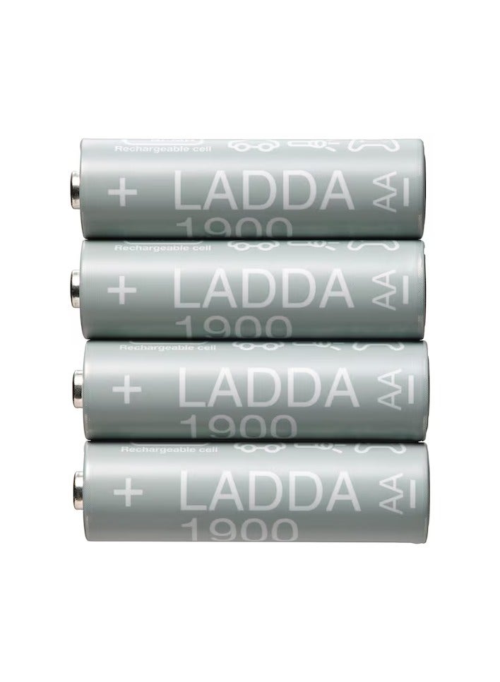 عبوة من 4 بطاريات قابلة لإعادة الشحن، HR06 AA 1.2V، 1900mAh