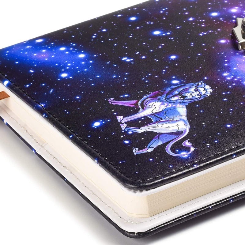ARRLSDB A5 Creative Password Lock Journal PU Leather Combination Lock Diary Locking Diary Notepad (Leo) - Image 4