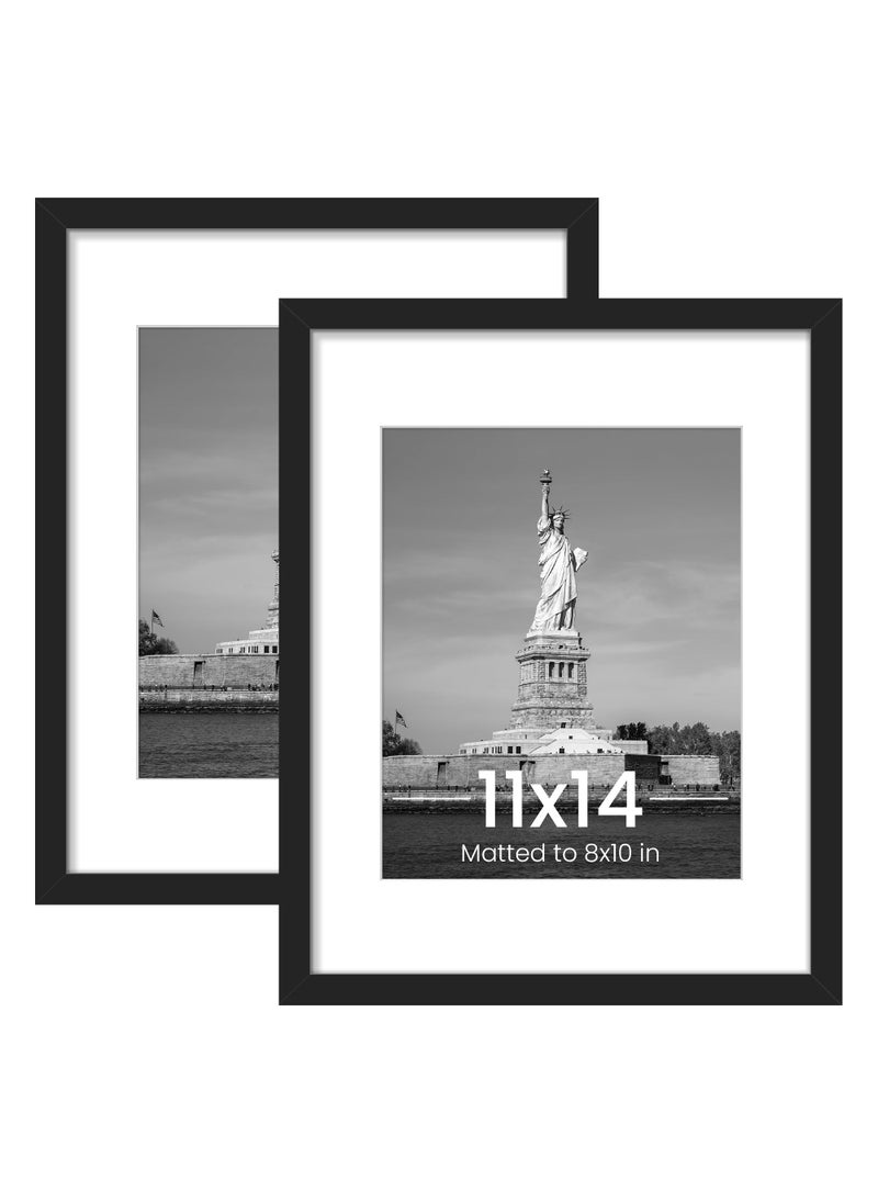 ENJOYBASICS ENJOYBASICS 11x14 Picture Frame Display Poster 8x10 with Mat or 11 x 14 Without Mat Wall Gallery Photo Frames Black 2 Pack 
