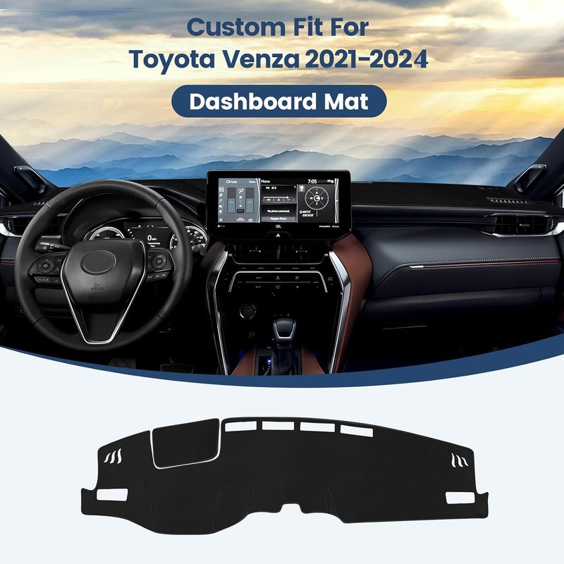 Rilsen Odor free color Dashboard Cover Mat Custom Fit for 2021 2022 2023 2024 Toyota Venza (LE, XLE, Limited) Dash Cover Nonslip Dash Mat Protector Sunshade No Glare Black Upgraded general grade quality - Image 2