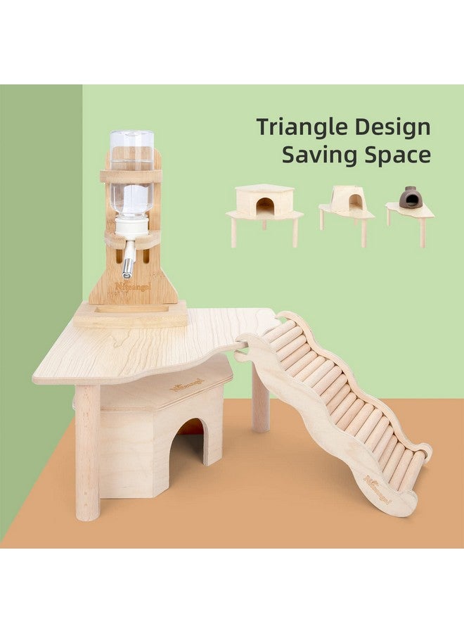 نيتينجيل منصة خشبية للعب الهامستر من نايت أنجل للهامستر السوري القزم والجربوع والفئران والديجوس أو غيرها من الحيوانات الأليفة الصغيرة (مثلث - ارتفاع 5.9 بوصة، خشب بورليوود) - Image 4