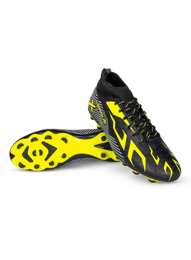 Vector X League Football Shoe for Men/Studs with Synthetic Leather Upper/Rib Ankle/Comfortable and Lightweight Soccer Shoe (Black-Green, Size-8) - Image 1