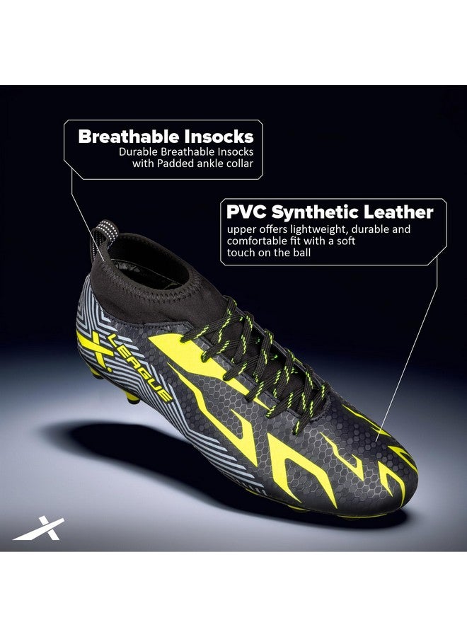 Vector X League Football Shoe for Men/Studs with Synthetic Leather Upper/Rib Ankle/Comfortable and Lightweight Soccer Shoe (Black-Green, Size-8) - Image 5