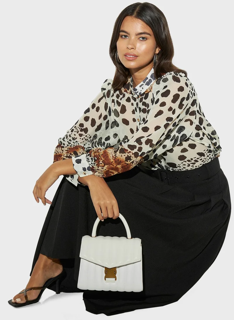 تواكستريمز Puff Sleeves Printed Shirt