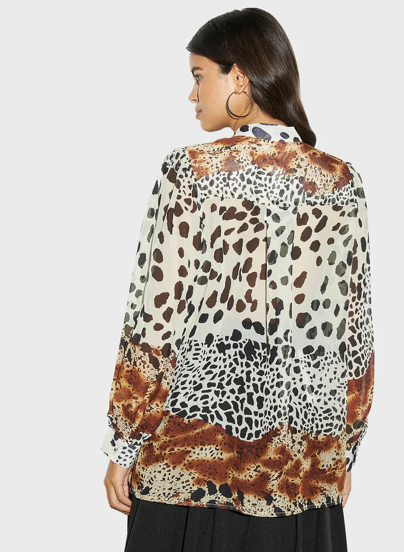 تواكستريمز Puff Sleeves Printed Shirt