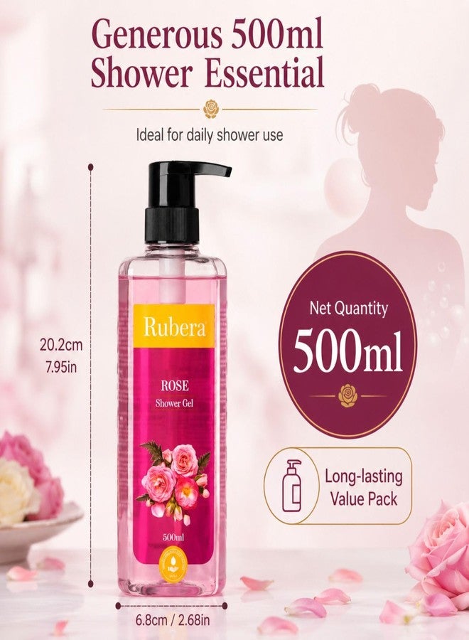 Rubera Shower Gel with Rose Extract – Refreshing Floral Body Wash for Men & Women, Hydrating & Gentle Cleansing Formula, 500ml - Image 3