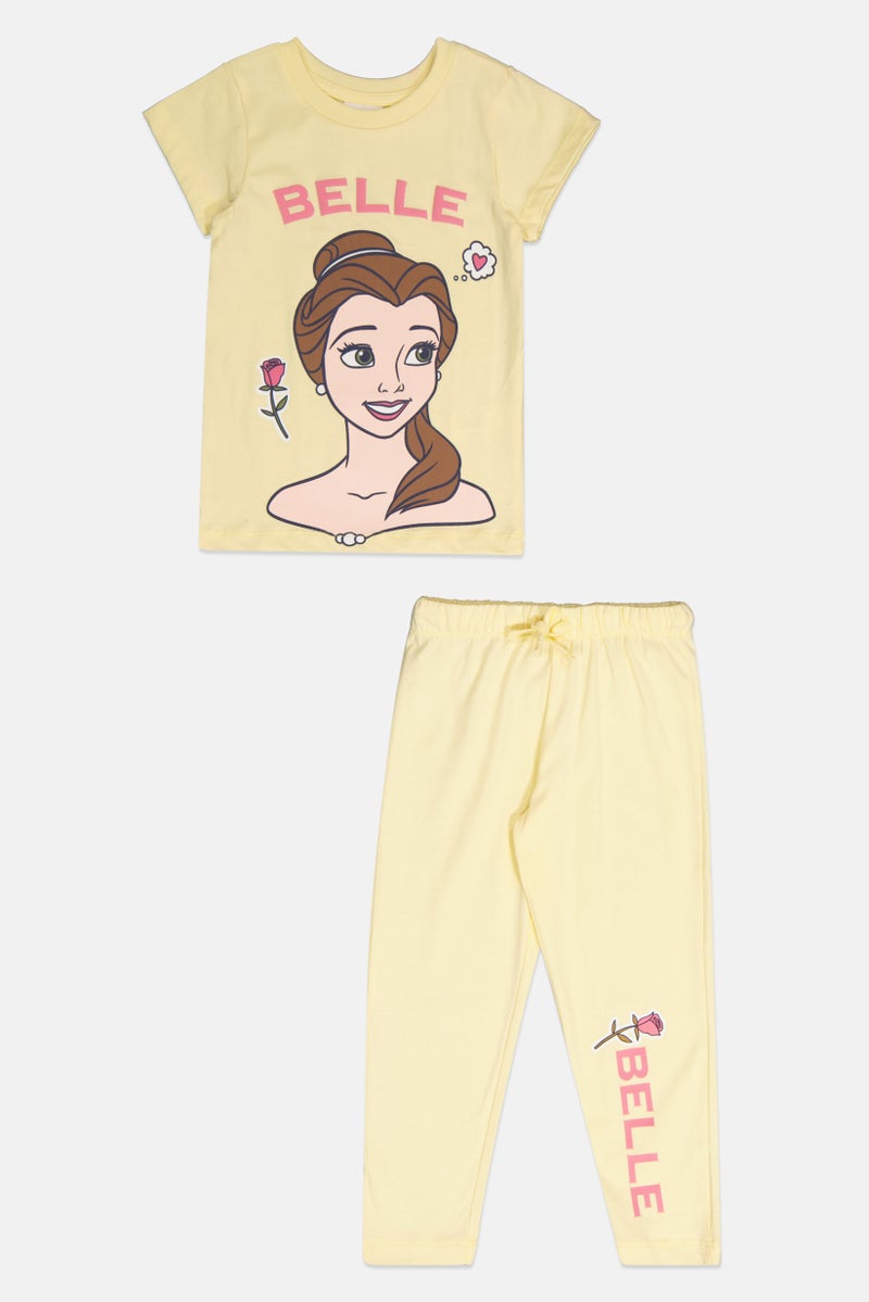 Disney Princess Toddlers Girl 2 Pcs Graphic Print Top And Bottom Pajama Set, Multicolor - Image 1