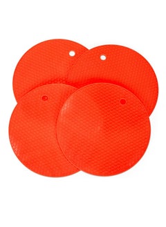 Bukela Honeycomb Pattern 7 inch Silicone Round Kitchen Hot Pad Trivets Set of 4  - Image 1