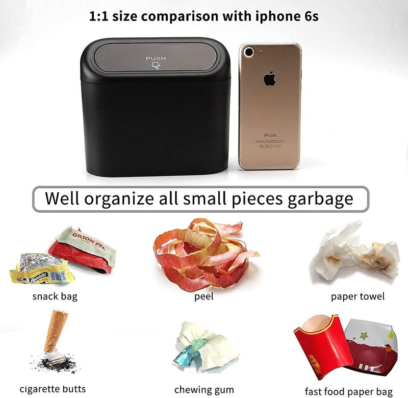 ShowTop Car Trash Can with Lid, Mini Vehicle Trash Bin Car Dustbin Garbage Organizer Storage 2 Packs,Automotive Garbage Can Bin Trash Container for Cars,Home,Office - Image 2