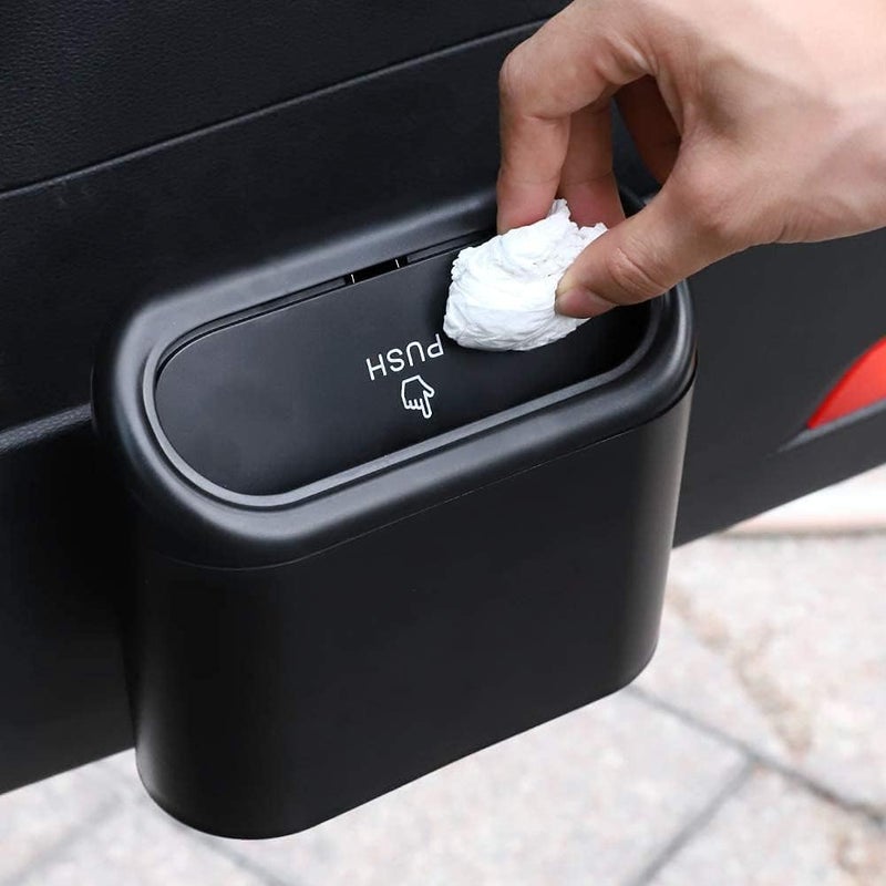 ShowTop Car Trash Can with Lid, Mini Vehicle Trash Bin Car Dustbin Garbage Organizer Storage 2 Packs,Automotive Garbage Can Bin Trash Container for Cars,Home,Office - Image 3