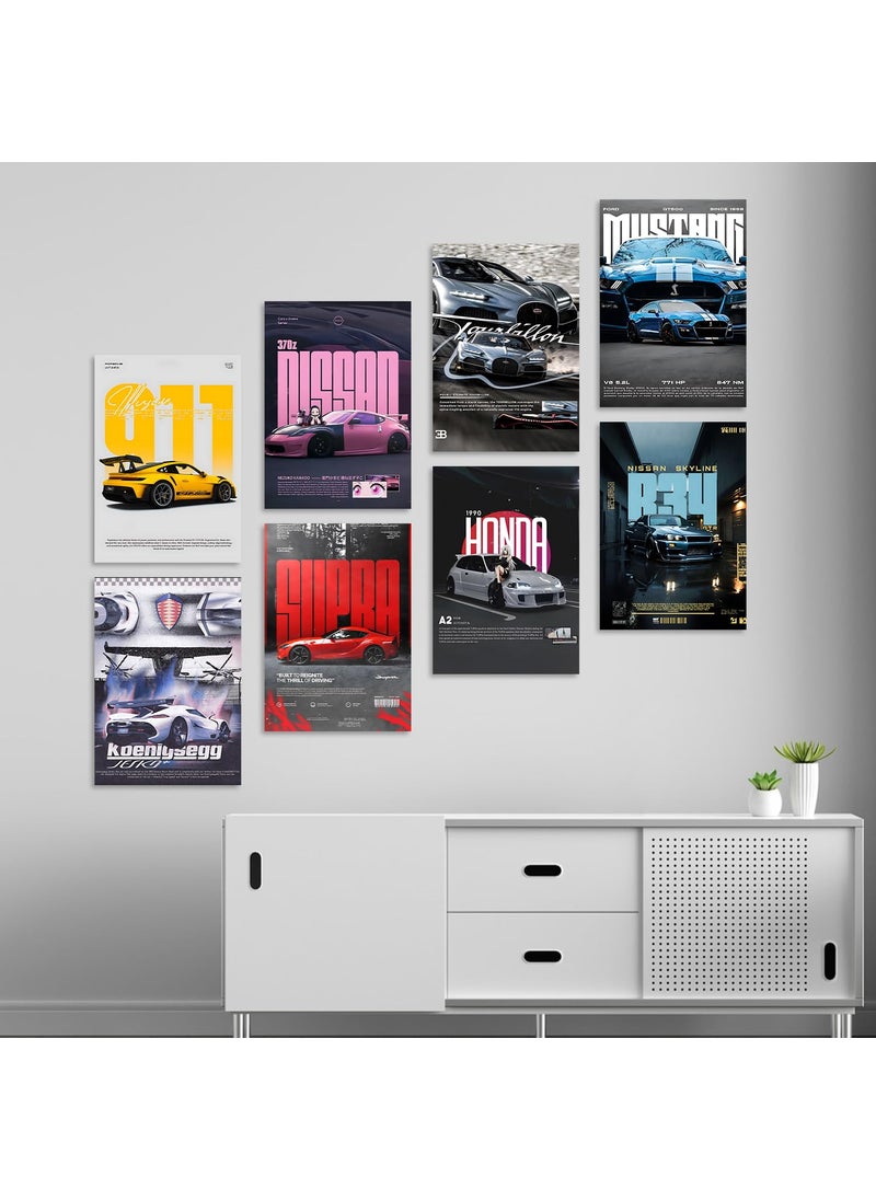 Wallgasm Wallgasm Set of 8 Car Posters 8x12 inch A4 Size 300 GSM For Bedroom Living room Study Room Dorms and Offices  - Image 3