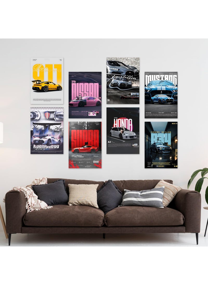 Wallgasm Wallgasm Set of 8 Car Posters 8x12 inch A4 Size 300 GSM For Bedroom Living room Study Room Dorms and Offices  - Image 2