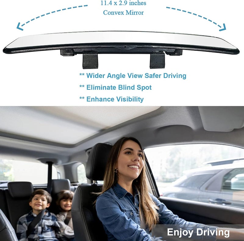 Kitbest Rear View Mirror, Universal Car Interior Rearview Mirror Clip On Panoramic Rearview Mirror – Wide Angle – Convex – For Cars, SUV, Trucks (11.4” L x 2.9” H) - Image 4