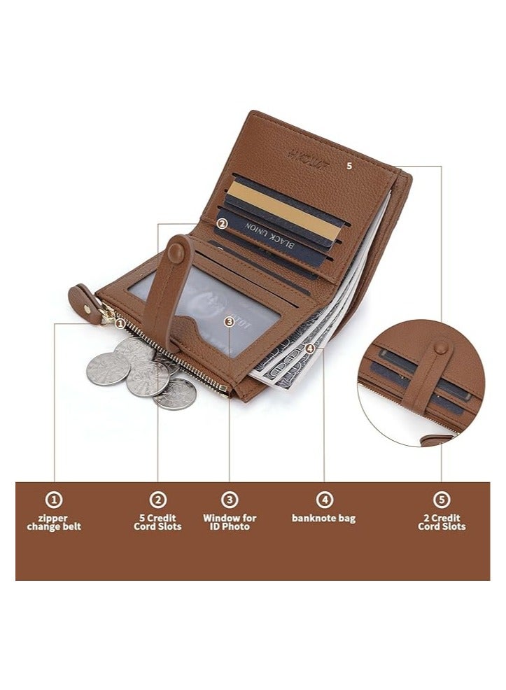 محافظ صغيرة للنساء، محفظة ثنائية الطي مزودة بخاصية حجب RFID وحاملة بطاقات مع جيب للعملات المعدنية بسحاب  - Image 3