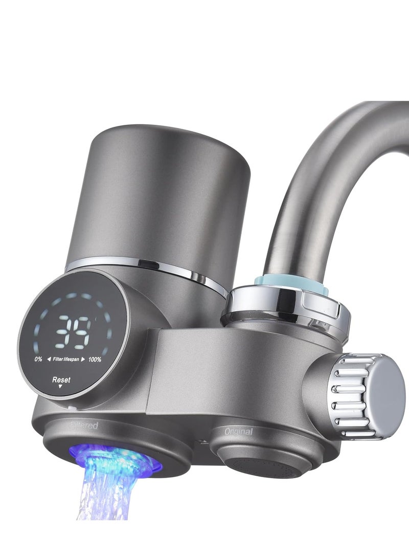 general Faucet Mount Water Filter, LED Display Tap Water Purifier Reduces Lead Chlorine Heavy Metals, Water Filter for Sink Faucet Fits Standard Faucets,Includes 1 Filter - Image 1