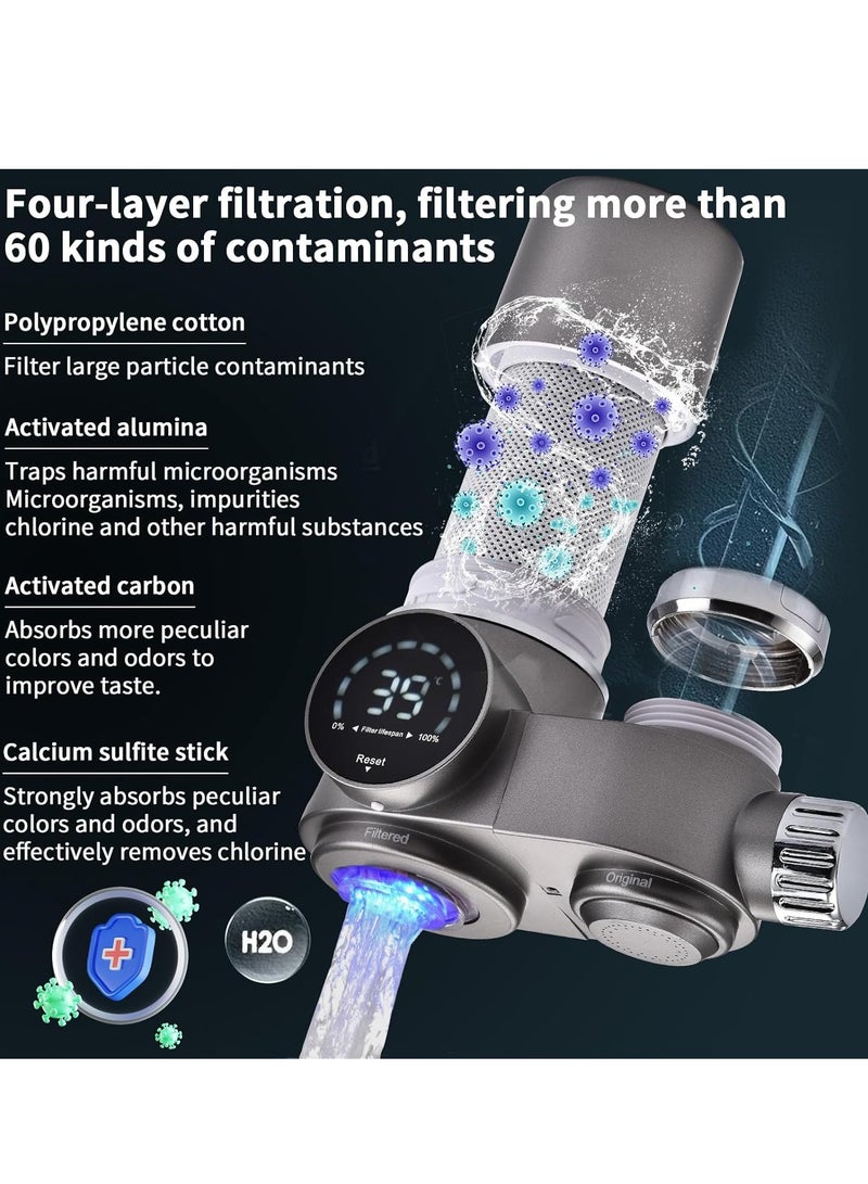 general Faucet Mount Water Filter, LED Display Tap Water Purifier Reduces Lead Chlorine Heavy Metals, Water Filter for Sink Faucet Fits Standard Faucets,Includes 1 Filter - Image 4