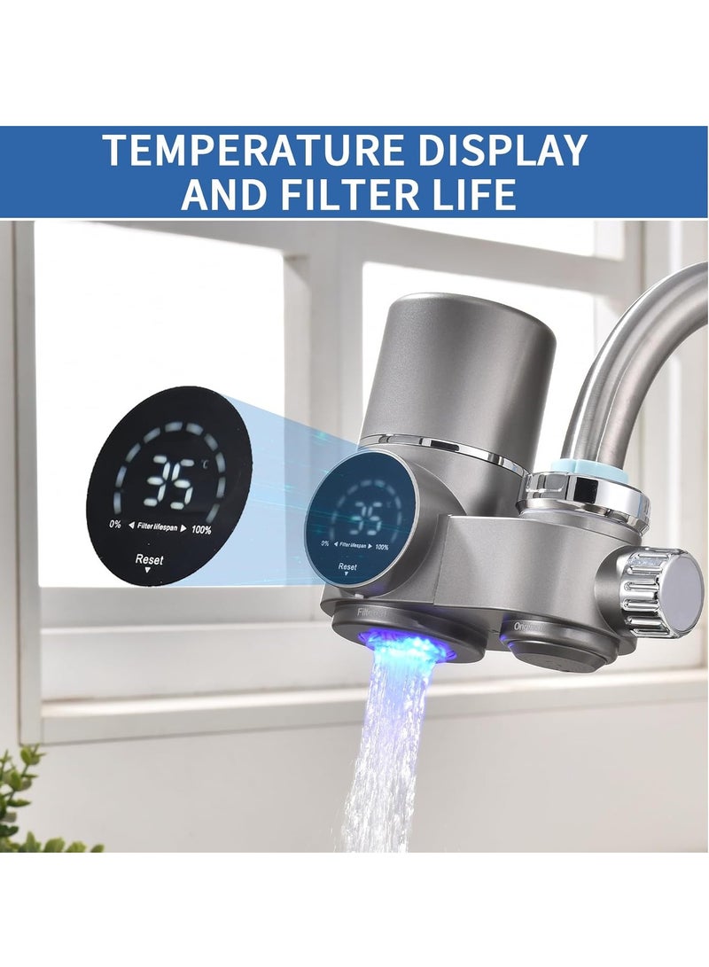general Faucet Mount Water Filter, LED Display Tap Water Purifier Reduces Lead Chlorine Heavy Metals, Water Filter for Sink Faucet Fits Standard Faucets,Includes 1 Filter - Image 2
